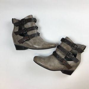 Sonoma Taupe Gray and Brown Wedge Booties
